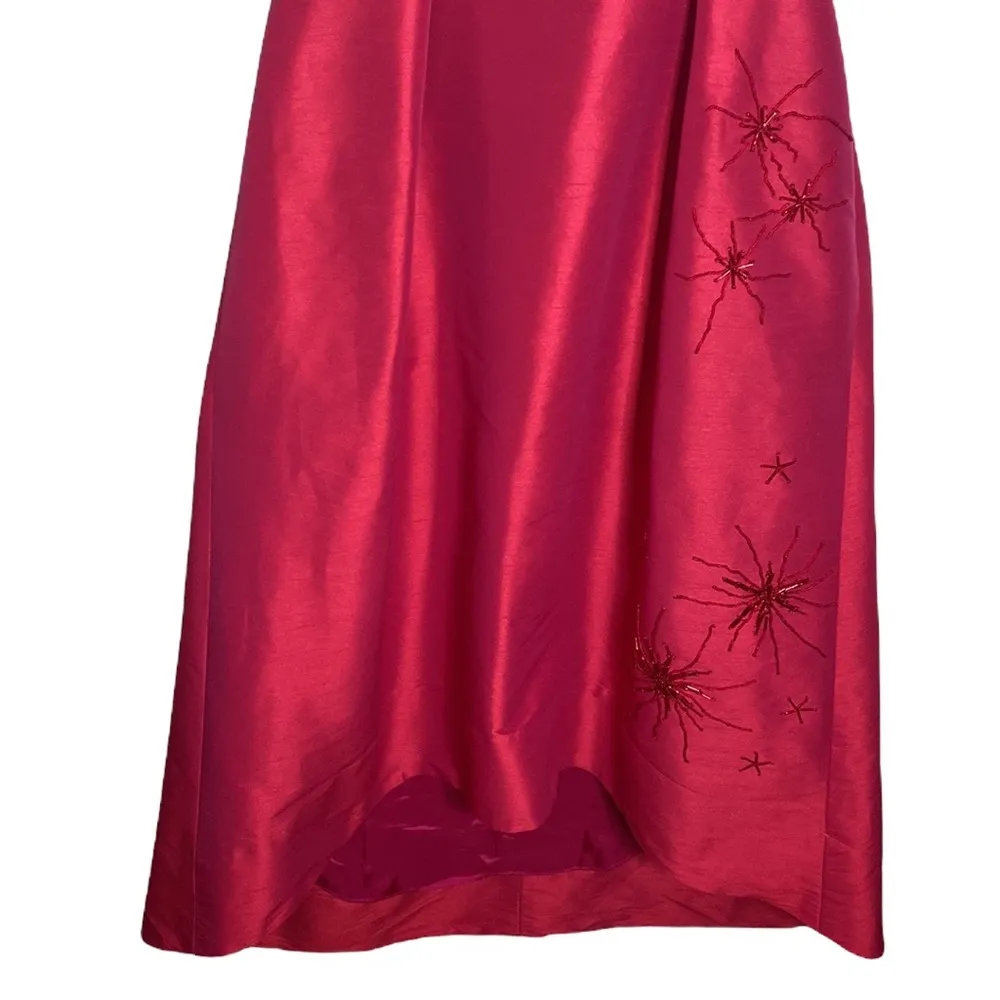 Alfred Sung beaded bridesmaid full length dress with high low hem Sangria sz 12 - Image 4