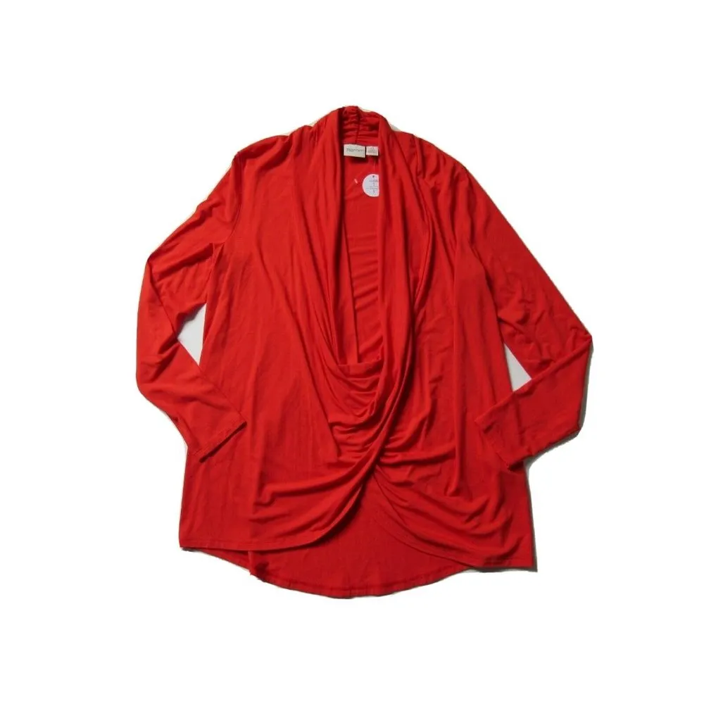 NWT Zenergy Chico's Raquel Orange Surplice Wrap Draped Jersey Layering Top 0 / S - Image 2