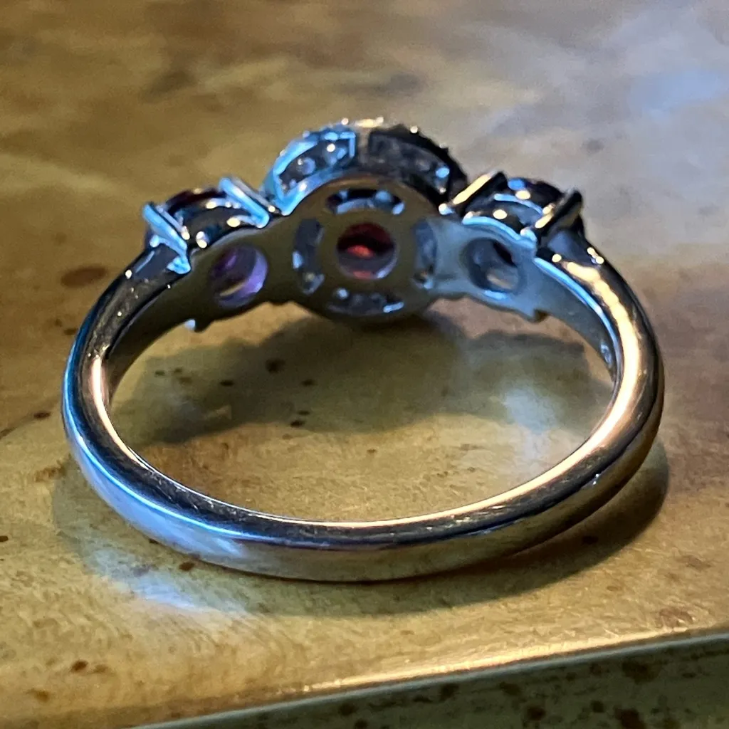 Natural Rhodolite Garnet Sterling Silver Ring Size 8.75 - Image 4