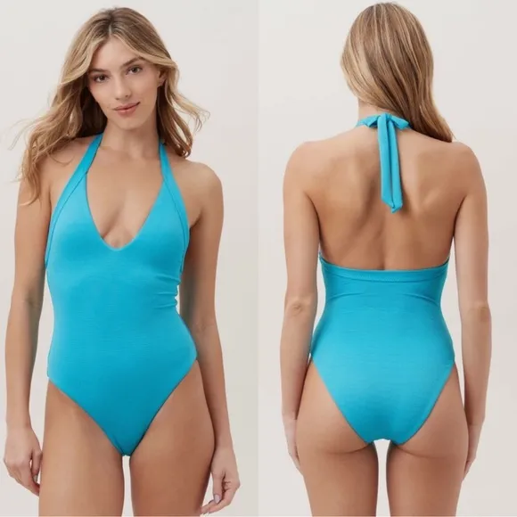 Trina Turk Ripple Rib Plunge One Piece Swimsuit - Image 2