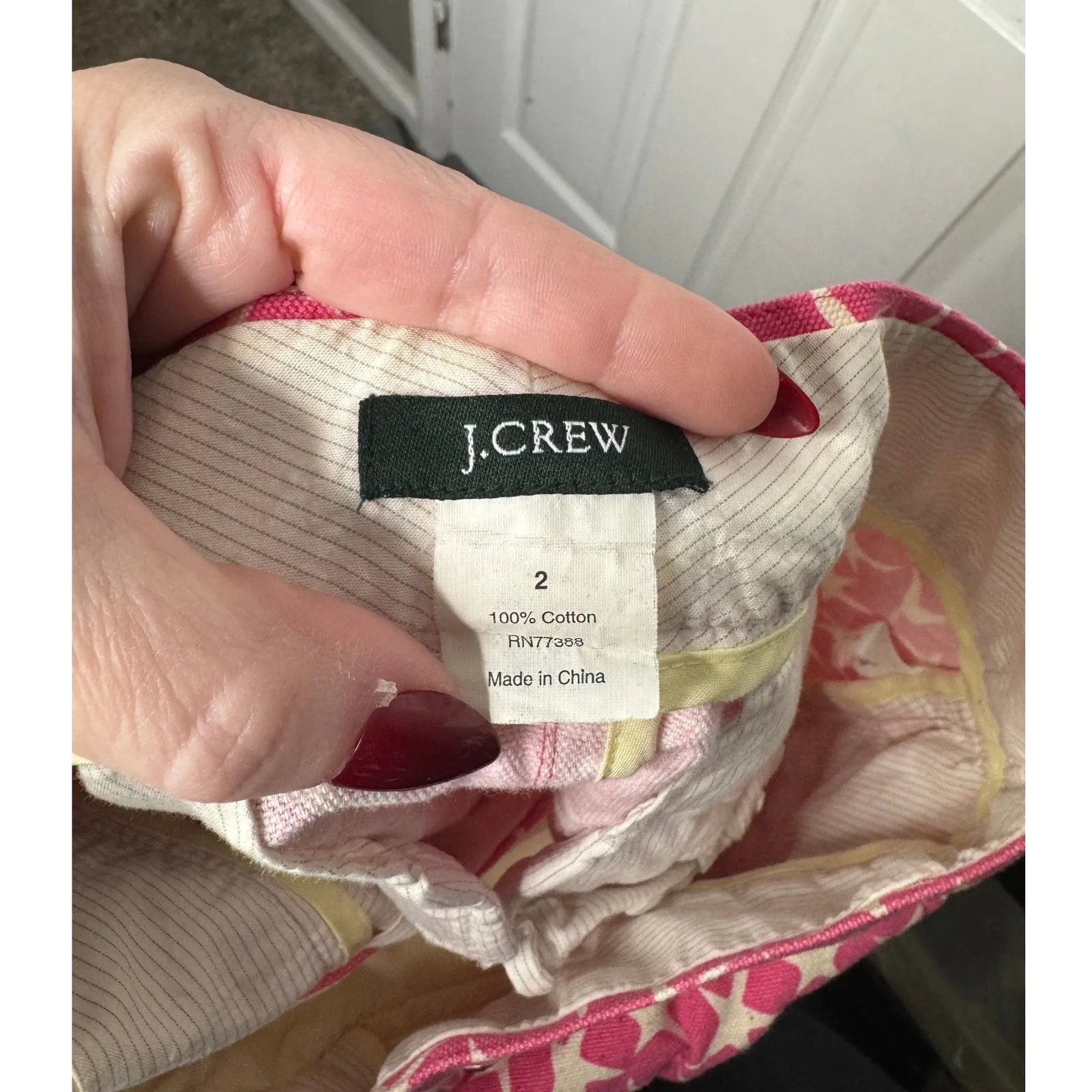 J. CREW Starfish Miniskirt Pink White Size 2 100% Cotton Beachy Vacation - Image 4