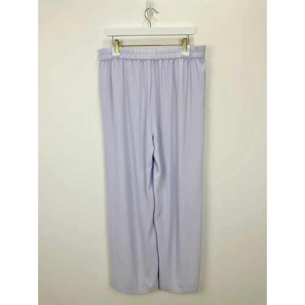 Eileen Fisher Silk Georgette Crepe Wide Leg Pant Pintuck Lavender $268 Large NWT - Image 6