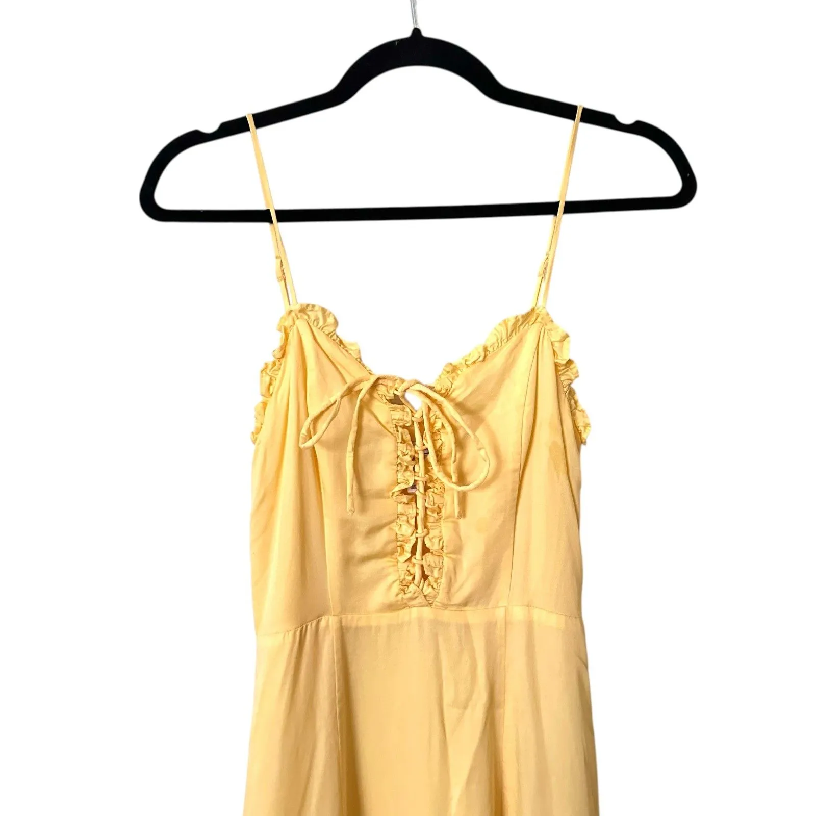 & OTHER STORIES Ruffled Lace Up Midi Sundress Yellow‎ Sz 4 - Image 4