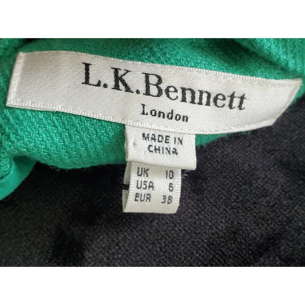L.K Bennett Soft Jade Solid Linen Round Neck Sleeveless Knee Length Dress Size 6 - Image 10