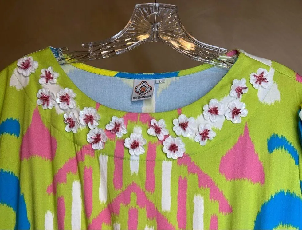 Sheridan French Women pullover Resin floral detail Colorful Arcadia Dress|SZ:L Green Size L - Image 3