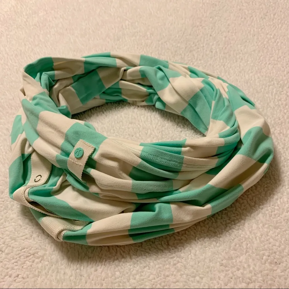 Vinyasa Wrap Scarf Turquoise White Stripe - Image 3