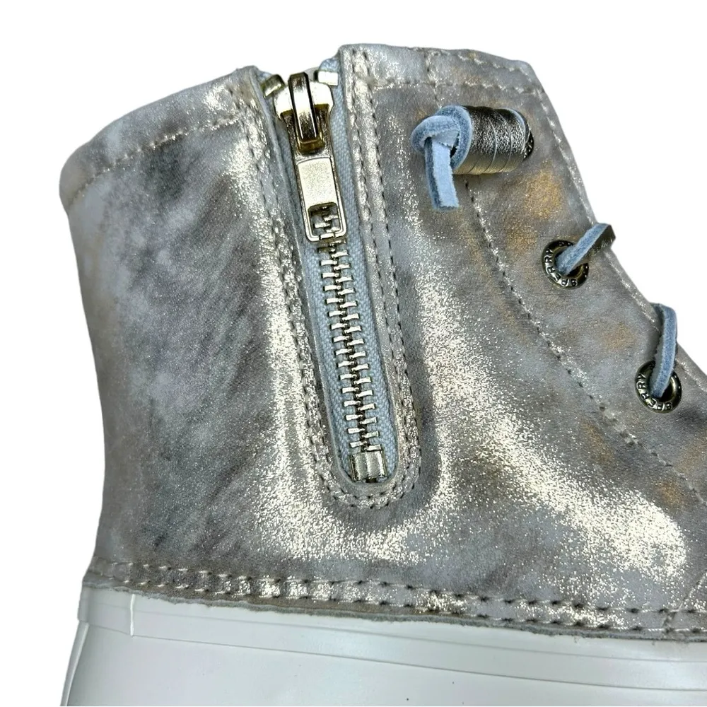 SPERRY Top-Sider Women’s Saltwater Shimmer Leather Ivory Duck Booties Size 8 - Image 16