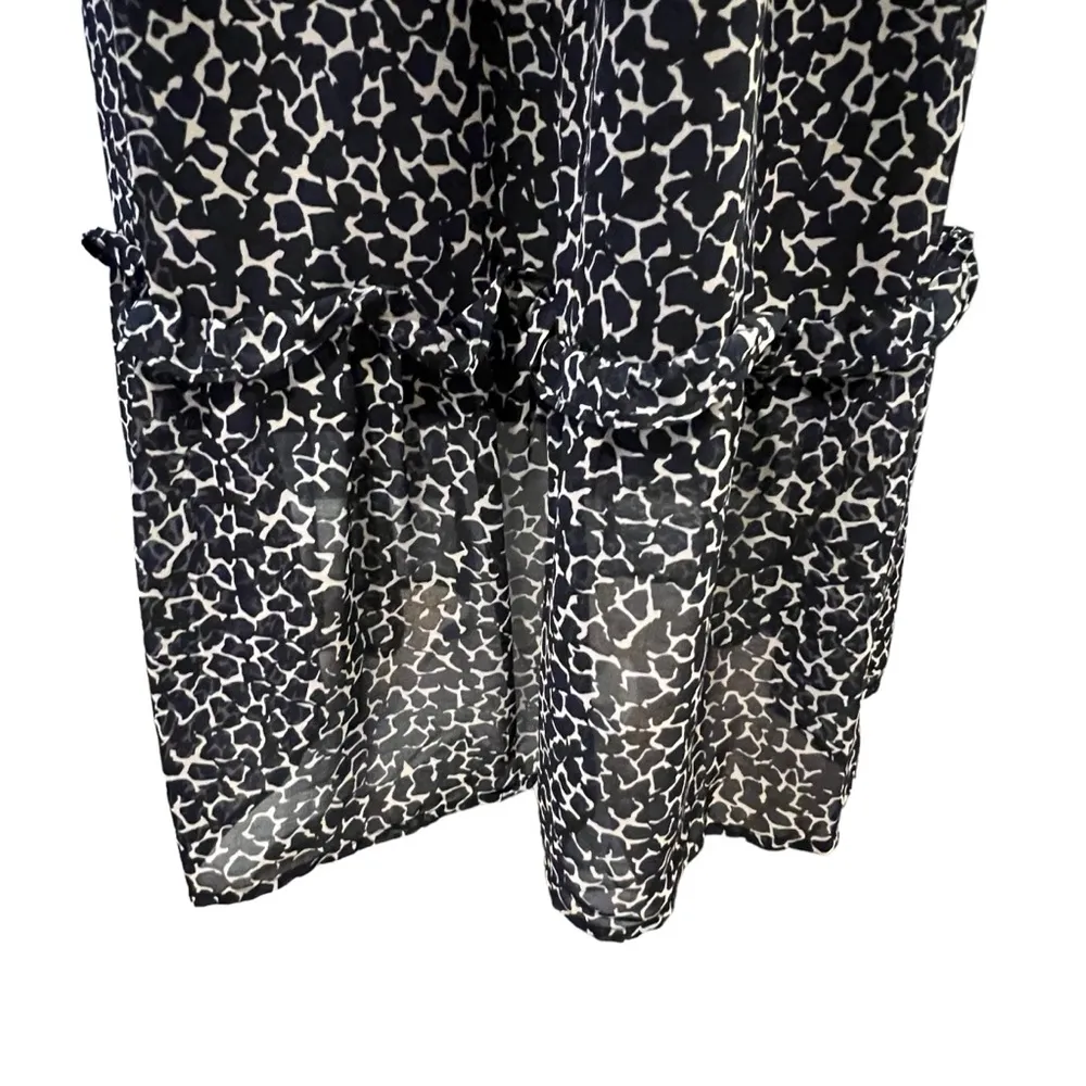 NWT Who What Wear Square Neck Tie Shoulder Giraffe Print Black/Tan Dress Small - Image 8