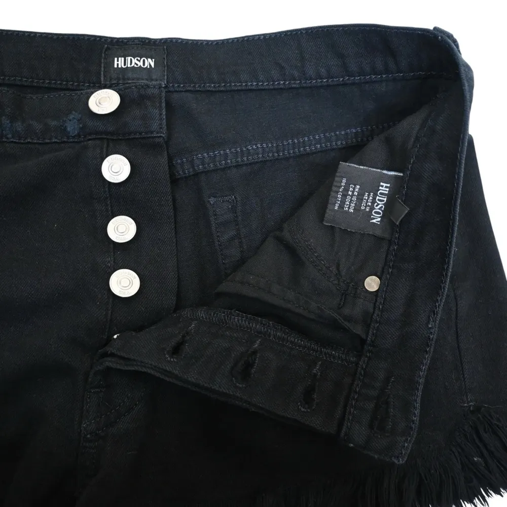 Hudson Womens 27 Tori Slouch Black Distressed Button Fly Jean Shorts - Image 5