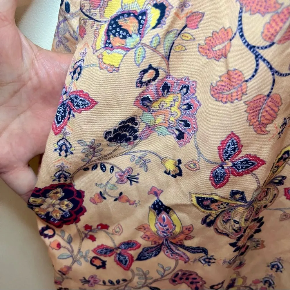 Anthropologie Sancia Floral Wide-leg Cropped Jumpsuit Tie Strap Pink Peach Large - Image 8