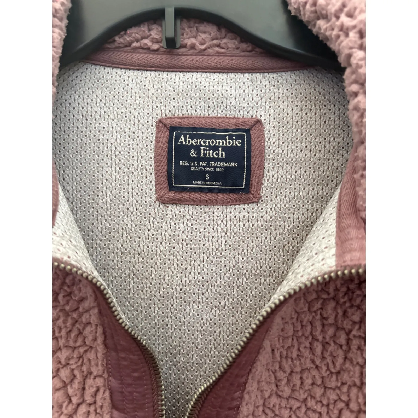 Abercrombie &‎ Fitch Womens Sherpa Pullover Mauve Quarter Zip Small - Image 2