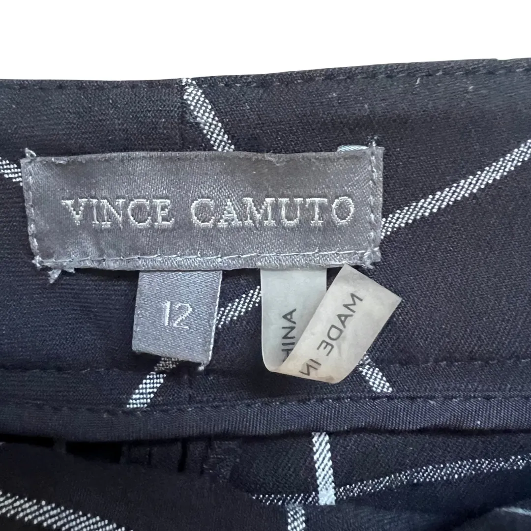 Vince Camuto Black White Squares Dress Pants Straight sz 12 Checkered Windowpane - Image 2
