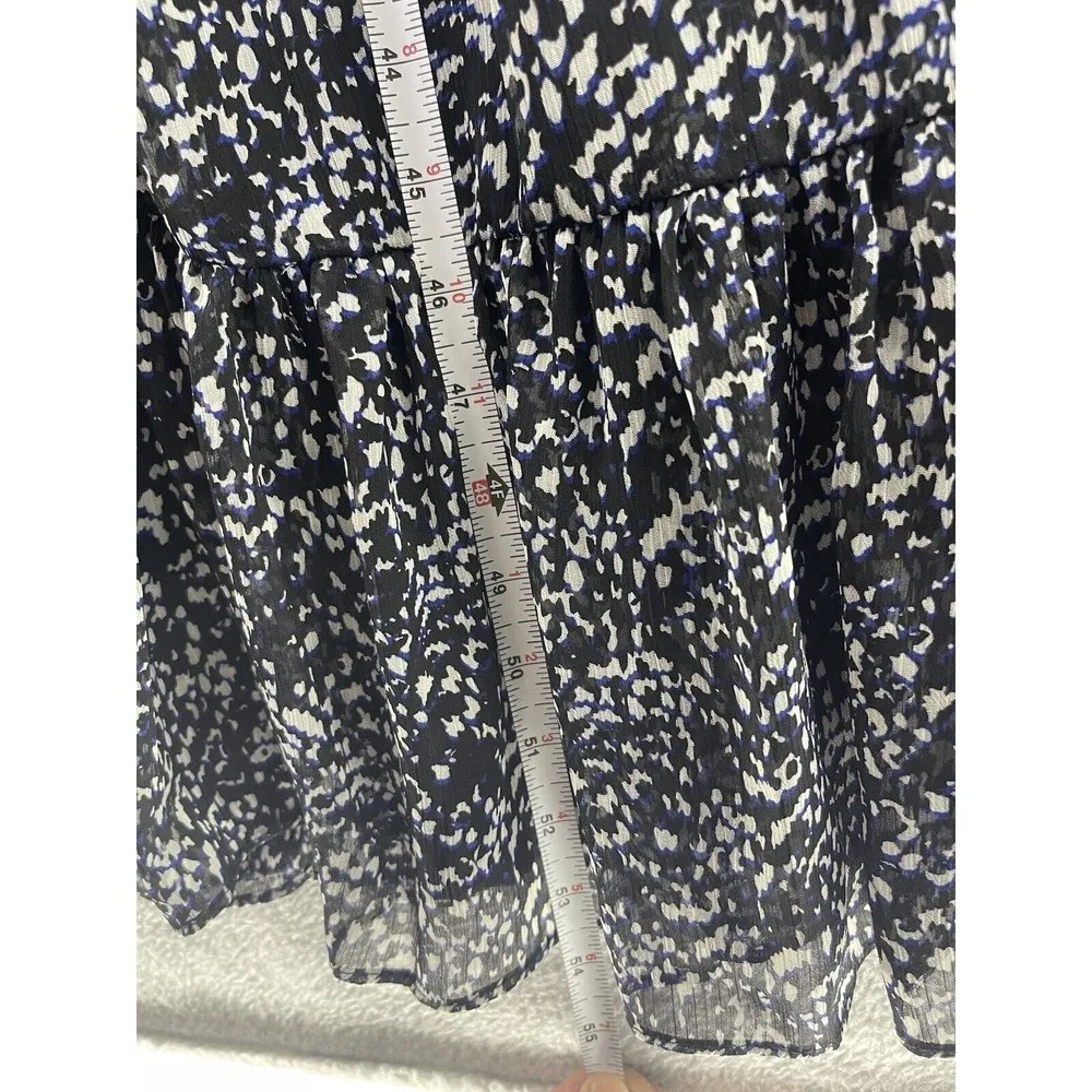 Express Women's Maxi Dress Sleeveless High Neck Black Blue Small Printed Pleats - Image 7