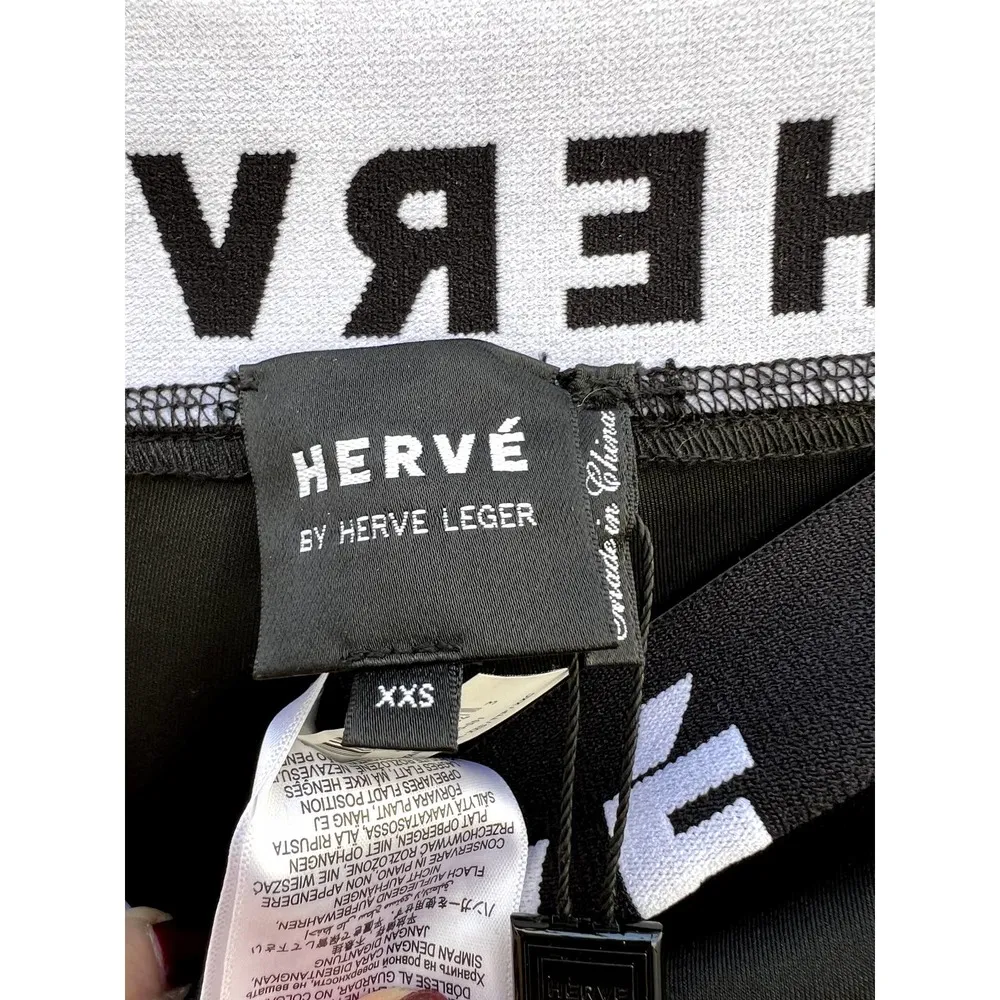 NWT Herve By Herve Leger High Rise Logo Pull On Leggings Black Women's Size XXS - Image 6