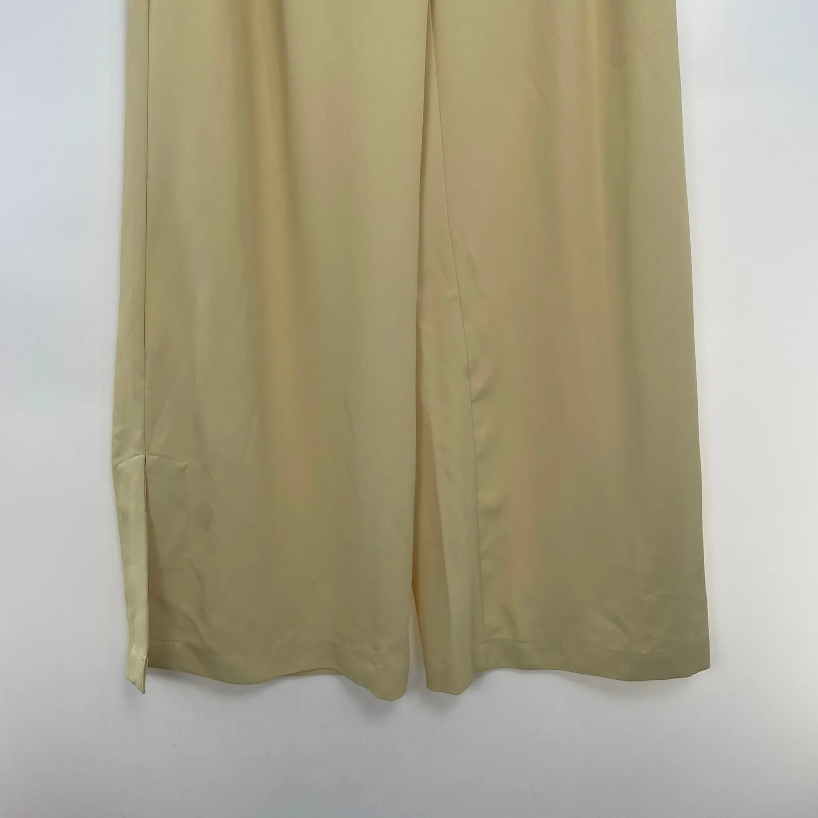 Commense Women's Beige High Rise Wide Leg Trousers Pleated Front Pants Size S Tan - Image 5
