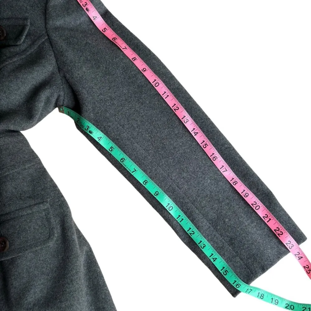 Mackintosh Long Wool Coat Dressy Warm Gray Large Women's Trench Winter Designer - Image 9