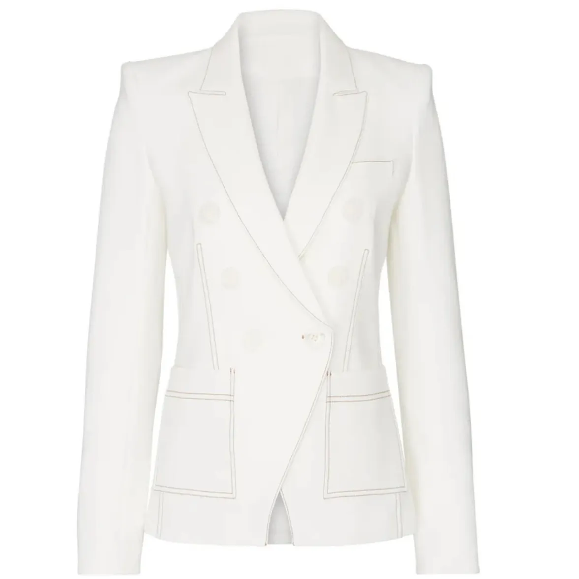Veronica Beard Cosmo Dickey Blazer in White Tan Stitch Size 4 - Image 3