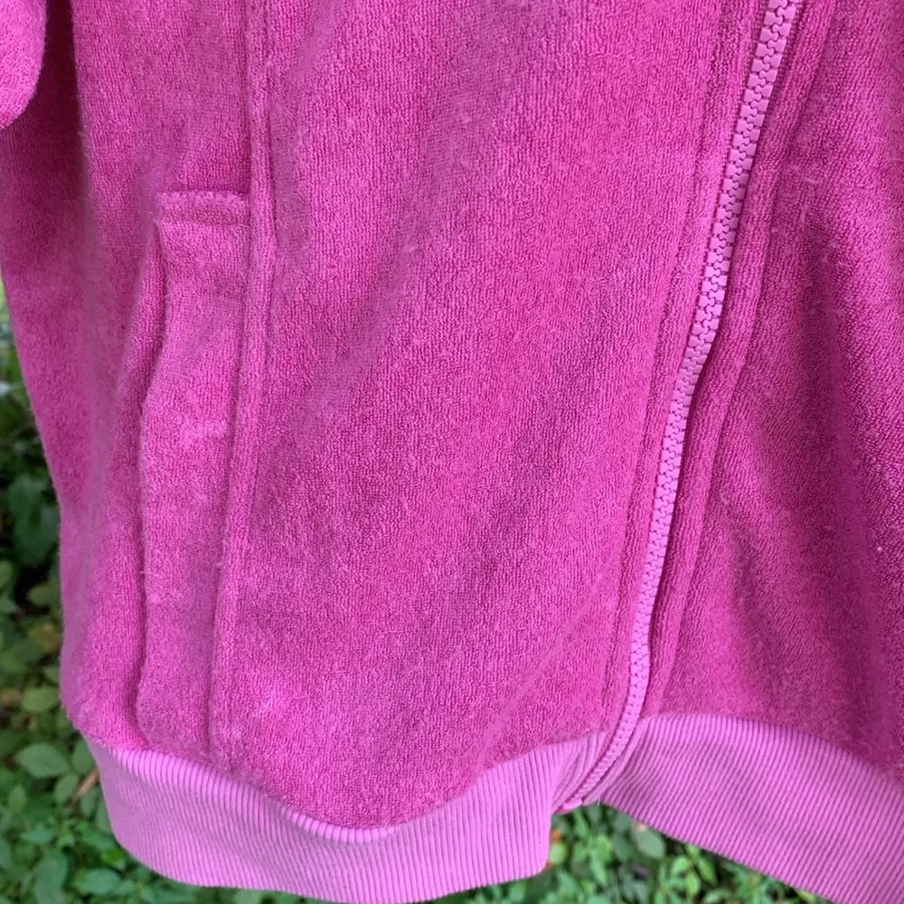 Pink terrycloth, short sleeve, zip up sweatshirt, S - Image 3