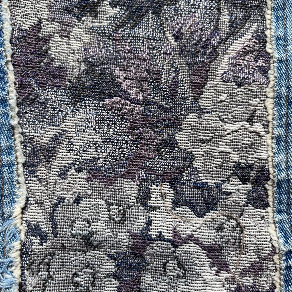 EBASE Women’s Patchwork Denim Jean Skirt Large Blue - Image 3