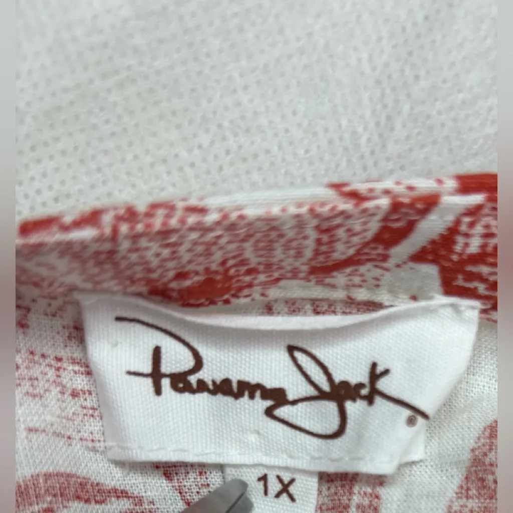 Panama Jack 1X Linen Blend Boho Floral Tunic Top in Rust - Plus - Image 8