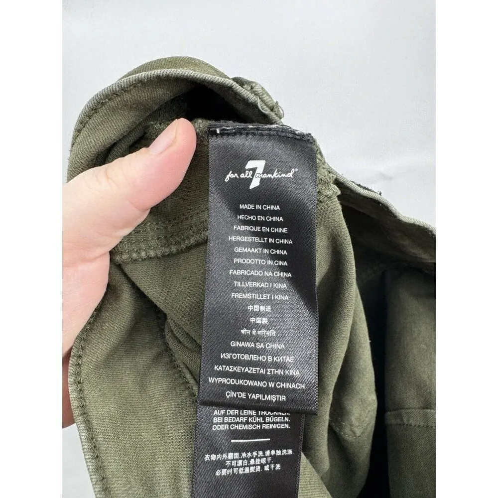 7‎ For All Mankind Armycoated Cargo Pant Women 29 Green Zip Ankle Grunge Skinny - Image 6