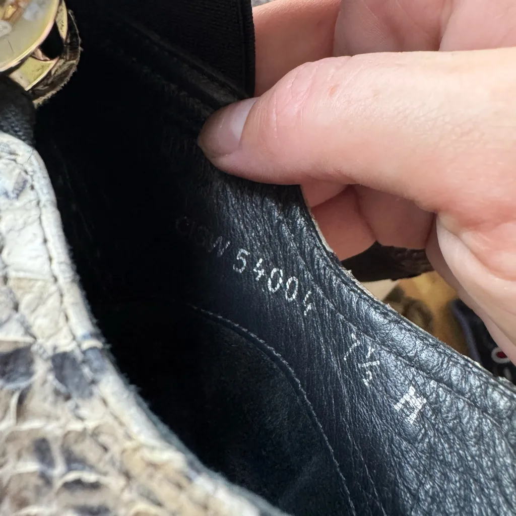 Stuart Weitzman Leather Exotic Snake Print Zip Up Sneakers - Image 7