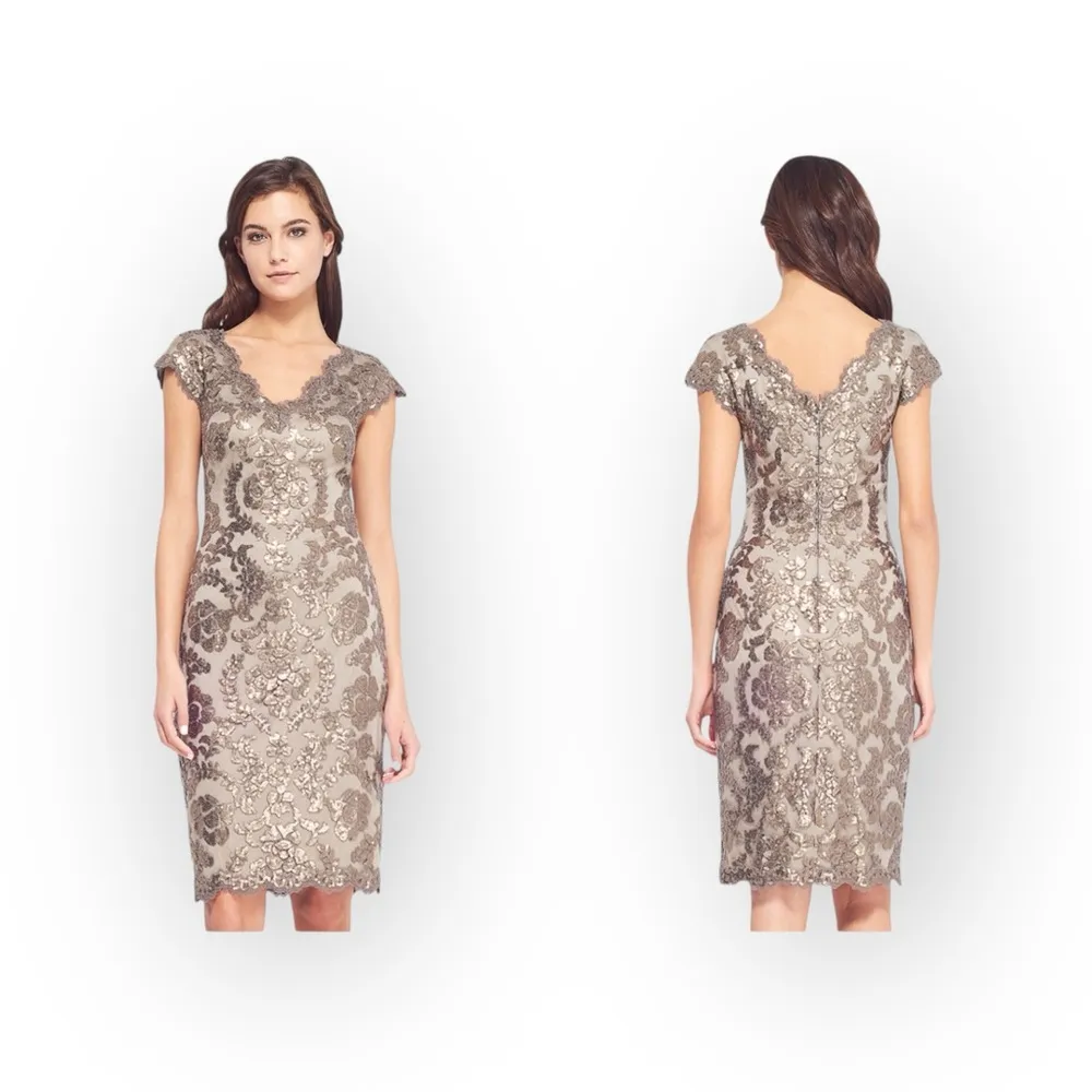 new Tadashi Shoji 𒀭 Paillette Embroidery Lace Cocktail Dress 𒀭Smoke Pearl 𒀭2 - Image 15