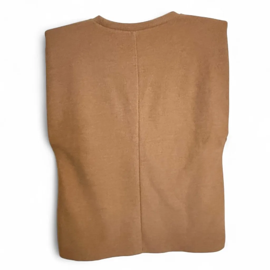 Zara Women's Brown Shoulder Pad Blouse Size S Sleeveless - Image 7