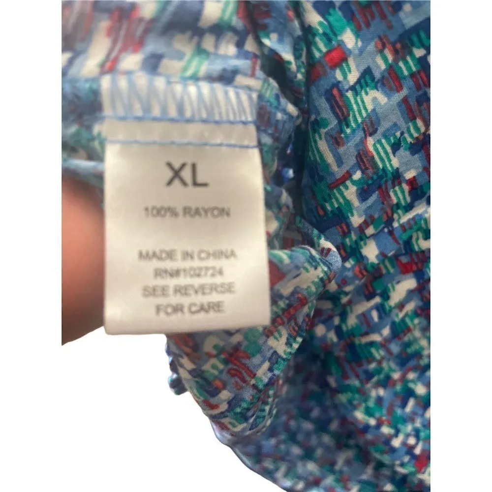 Grand & Greene Multi Color Long Sleeve Button Down 100% Rayon Blouse Size XL - Image 8