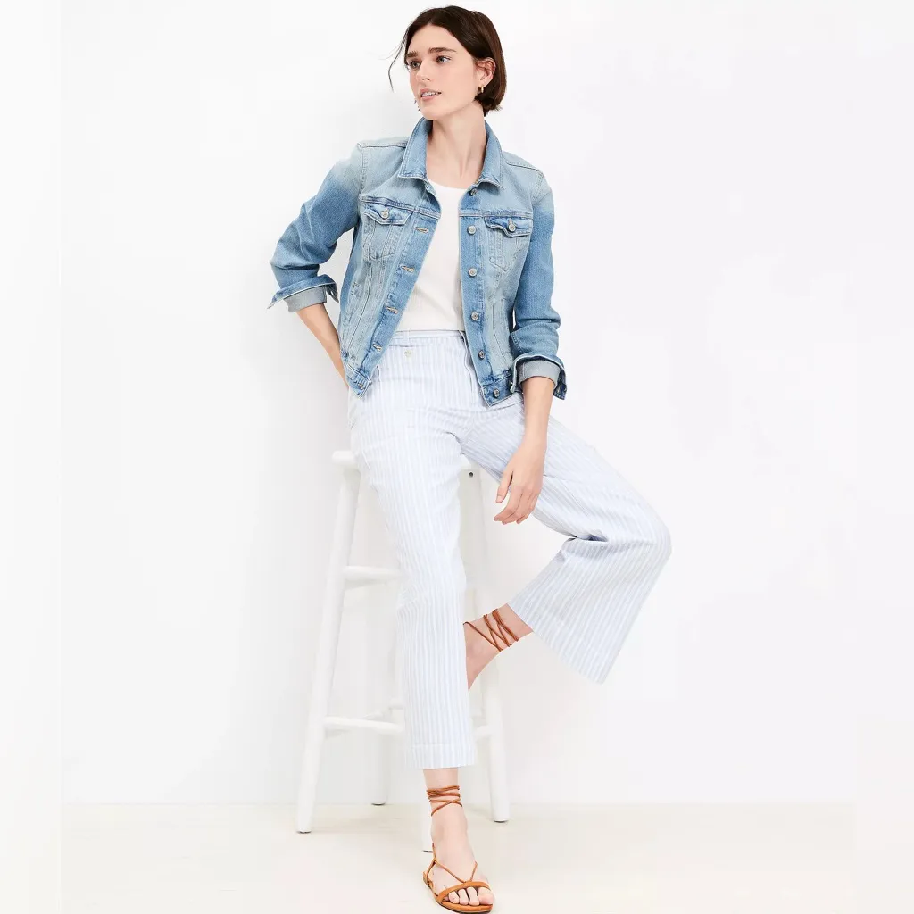 LOFT Denim Trucker Jacket in Light Mid Indigo Wash - Image 2