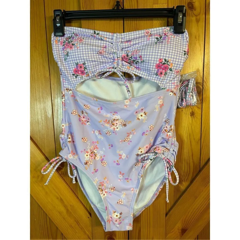 Decree Womens Textured Floral Monokini One Piece Swimsuit Juniors Size XS nwt (0 - Image 3