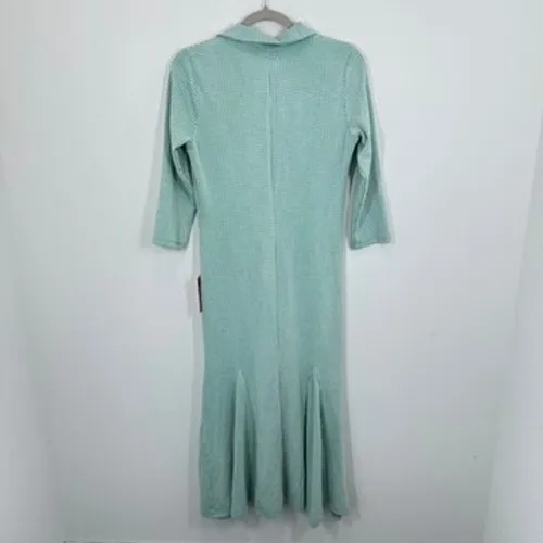 Ivy City Co. Piper Dress Green White Houndstooth Collared Midi Button Pocket NWT - Image 14