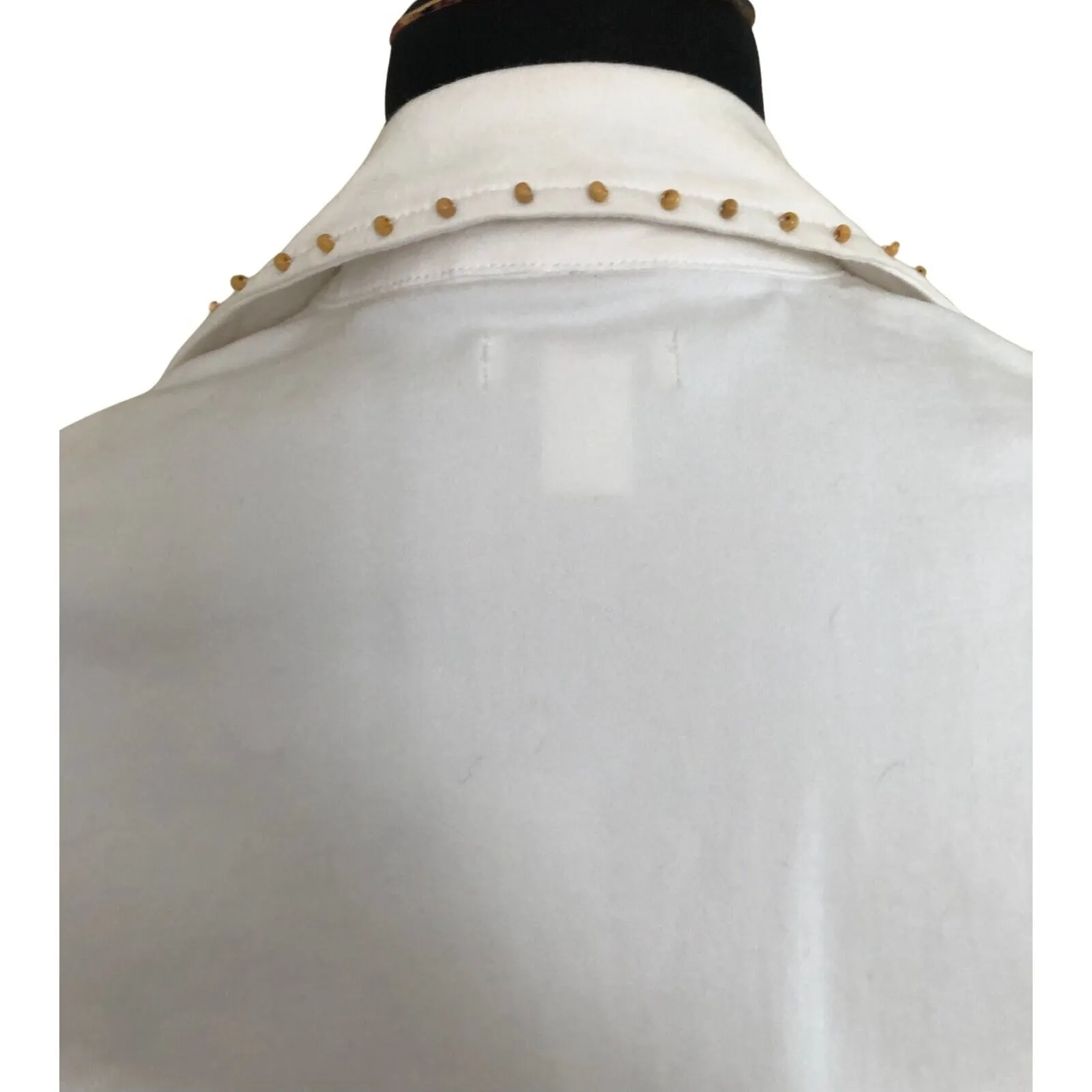 Cache  White Denim Top Jacket Beads Sea Shells Embellished $138 NWT Front Button - Image 6