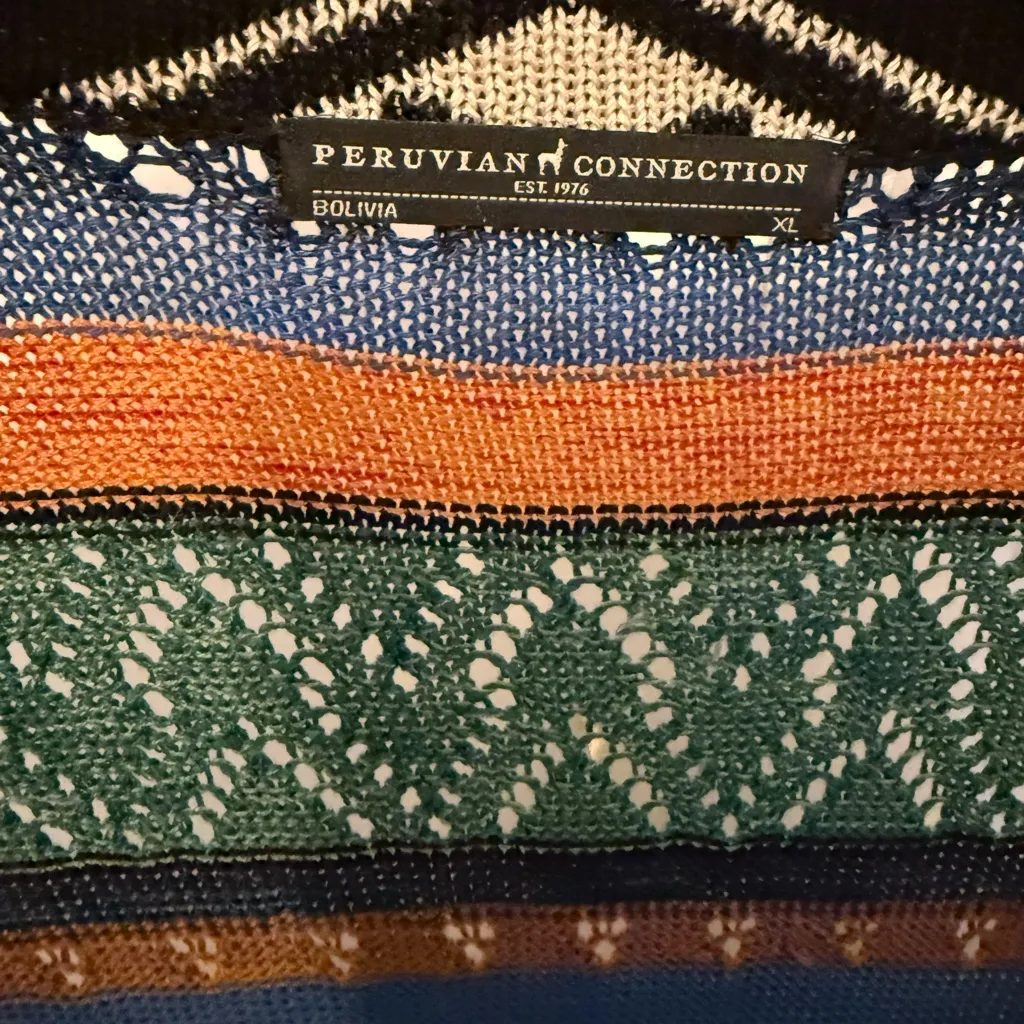 Peruvian Connection Blue and Orange Long cardigan - Image 3