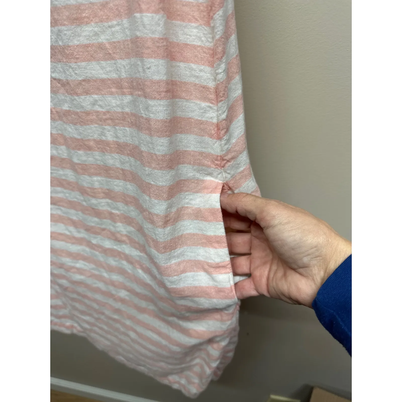 Kim Rogers Striped Linen Tank Dress Pink White Sleeveless Women's Size Medium - Image 5
