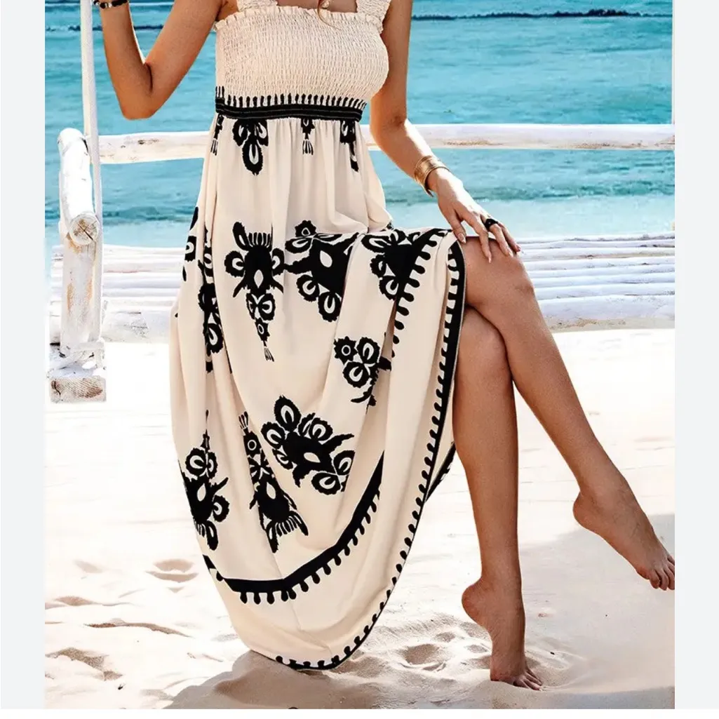 New Amazon Black and Light Pink Patterned Maxi Dress | Size S - Image 2