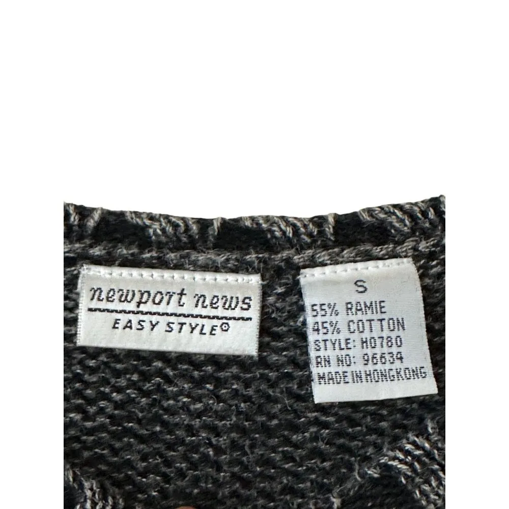 Newport News Gray Floral Embroidered Cropped Sweater S 3D Roses Missing One - Image 3