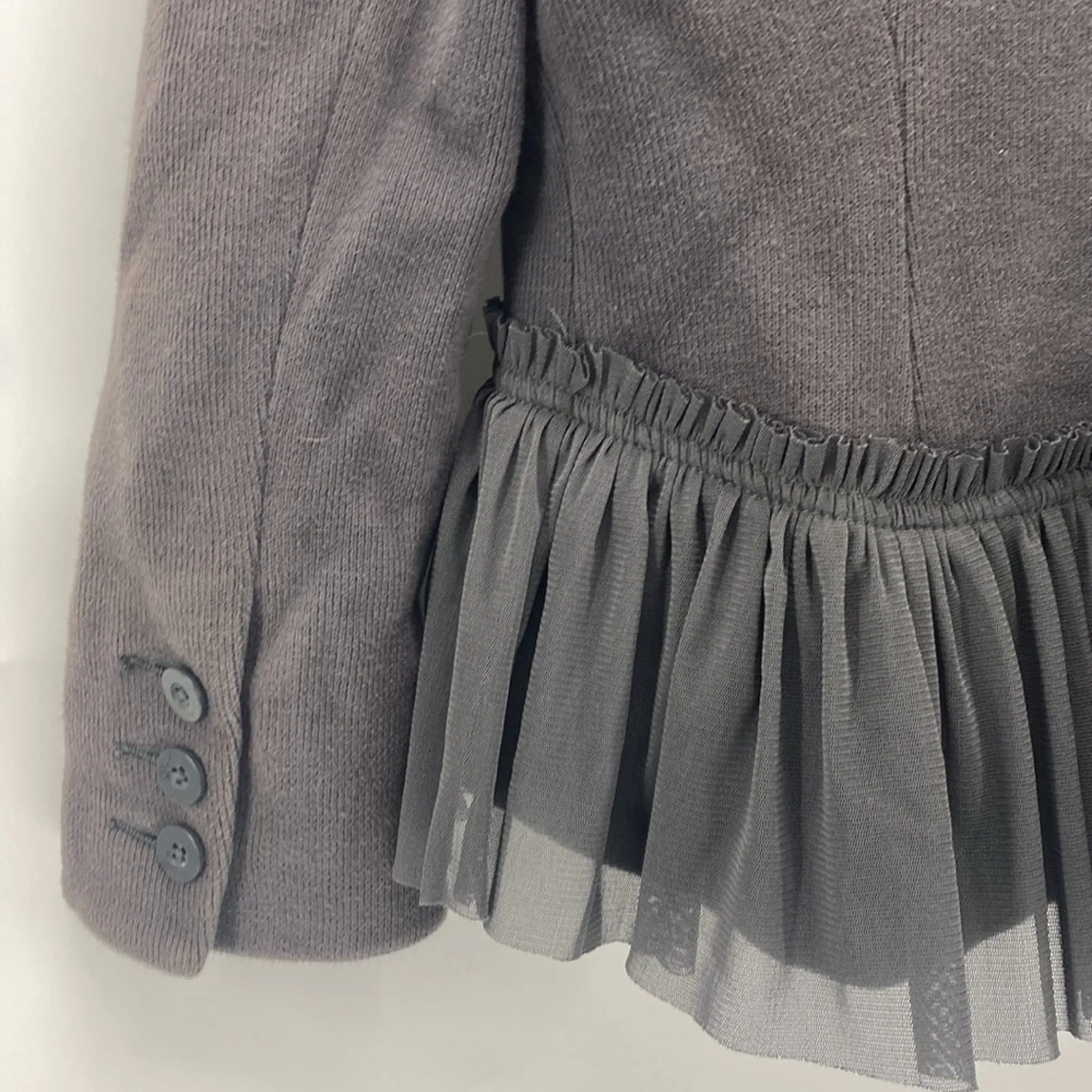 Free People Jacket Cropped Blazer Tuxedo Lapel Ruffled Bottom Romantic size 0 - Image 7