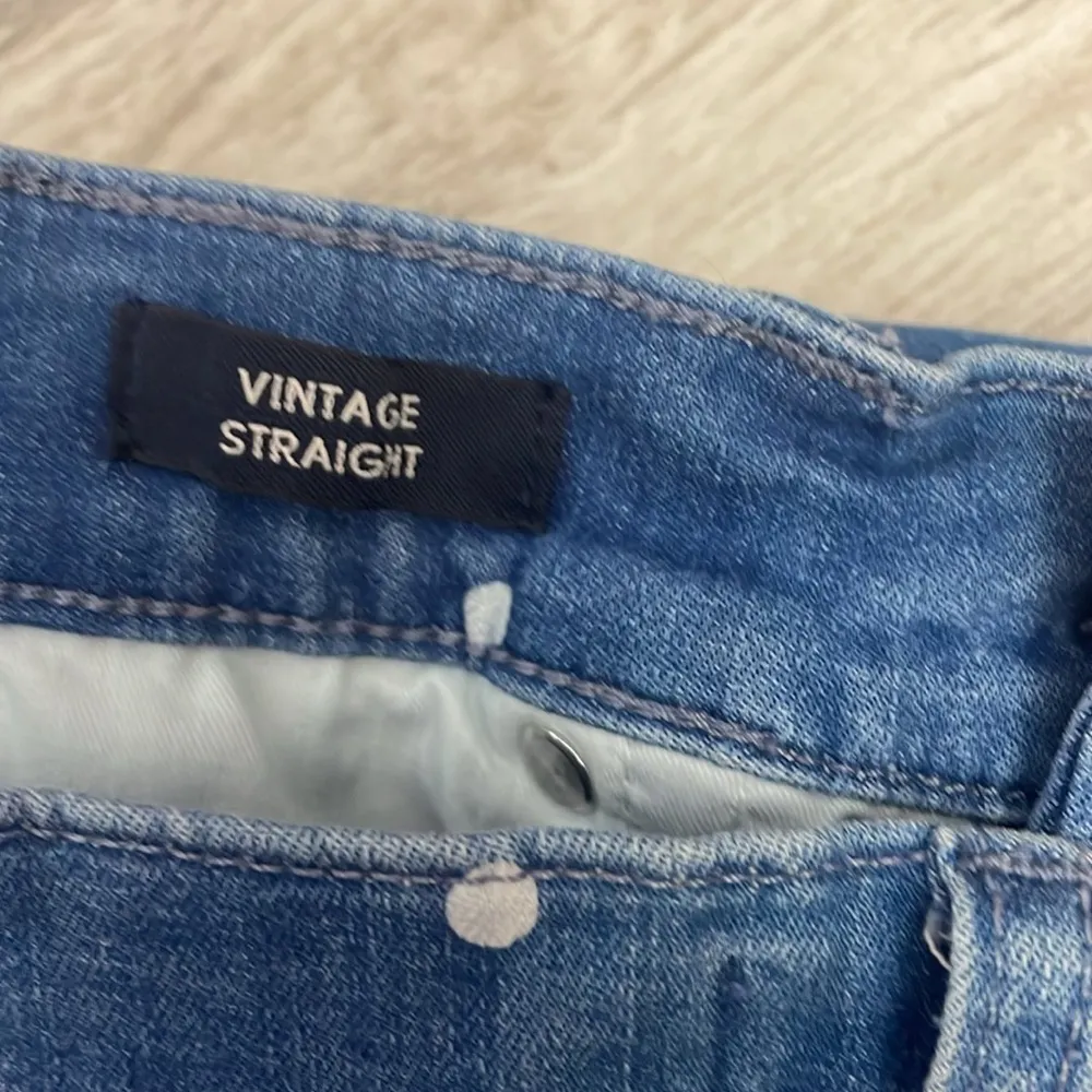 J. Crew Blue With White Polka Dots Vintage Straight Cropped Jeans Size 29 - Image 10