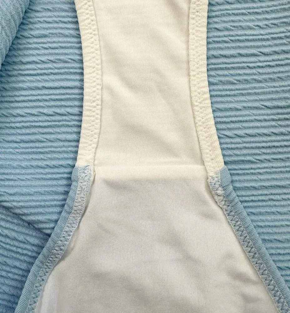 Cupshe Blue White One Shoulder One-Piece Swimsuit, Sz Large - Image 8