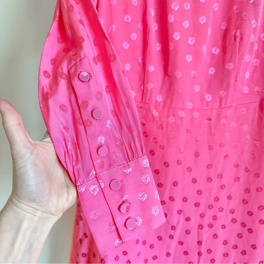 NWT J. Crew Barbie Pink Satin Printed Pleated Shoulder Mini  Shift Dress sz 0P - Image 5