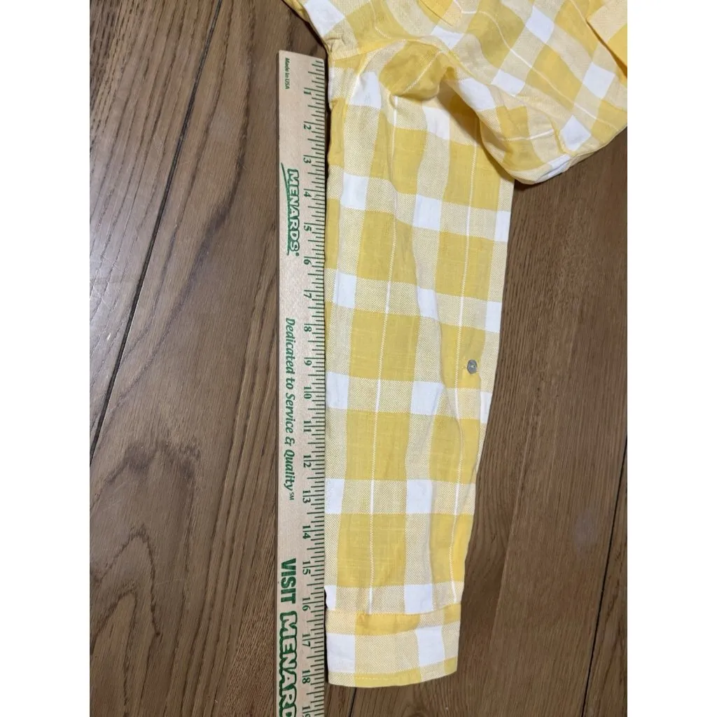 Lior Paris Women Top L Yellow Check Button Up Preppy Coastal‎ Beach Lightweight Size L - Image 6