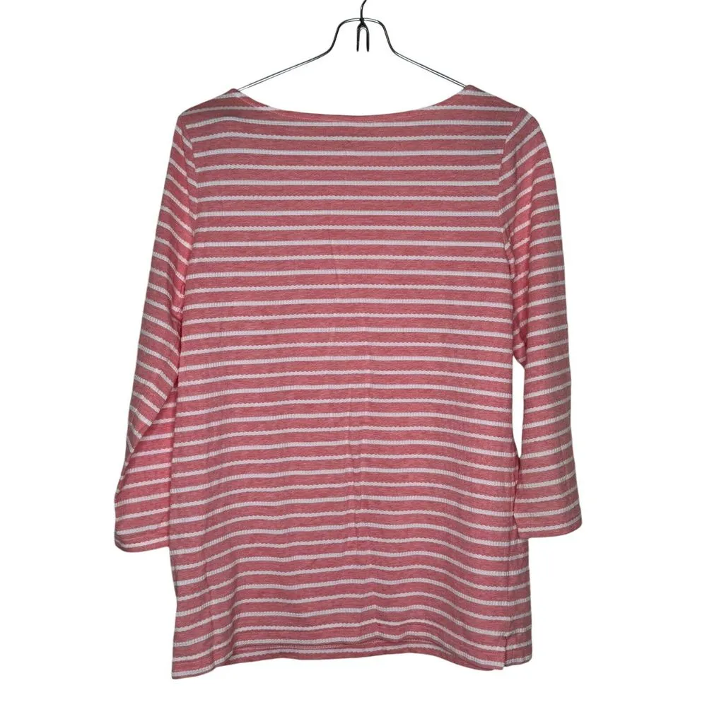 Croft & Barrow  Women's Top Striped 3/4 Sleeve Pullover Lightweight Red‎ Small - Image 7