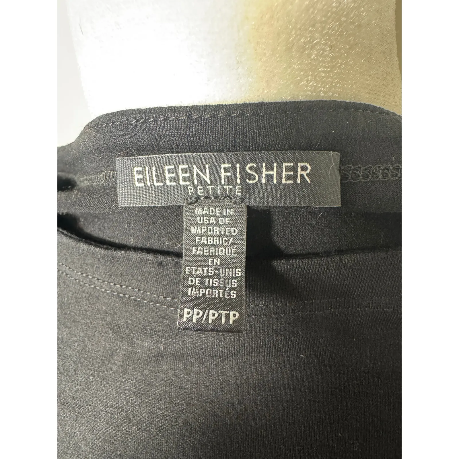 Eileen Fisher Black 3/4 Sleeve Side-Slit Top Size PP/PTP - Image 4