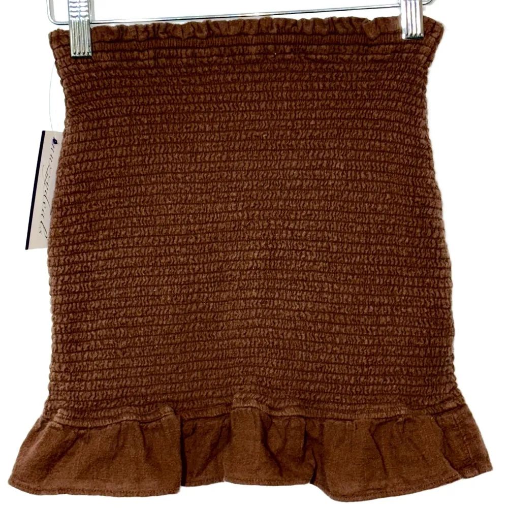 Abercrombie & Fitch Brown Ruffle Smocked Babydoll Strapless Tube Top Size Small - Image 2