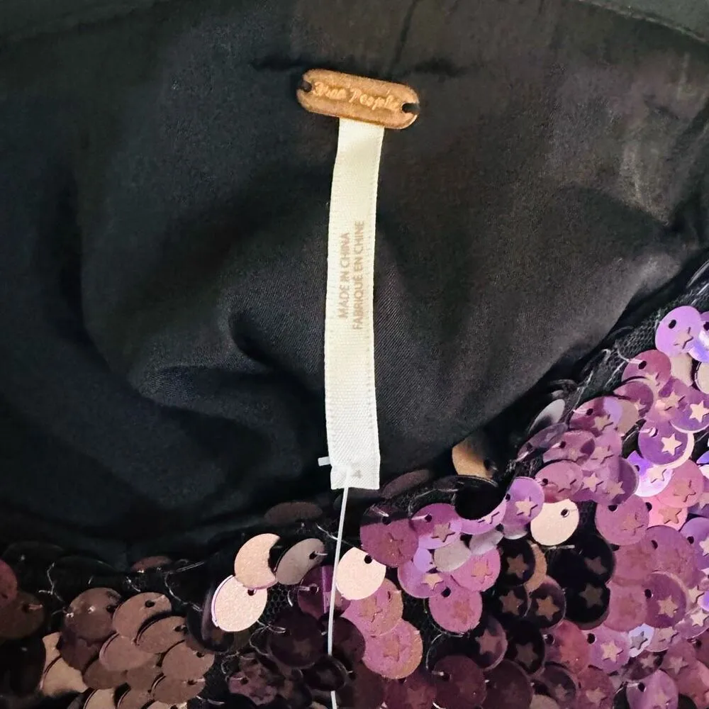 Free People Star Bright Sequin Two-Piece Crop Top & Midi Skirt, Lilac, Sz 4, NWT - Image 8