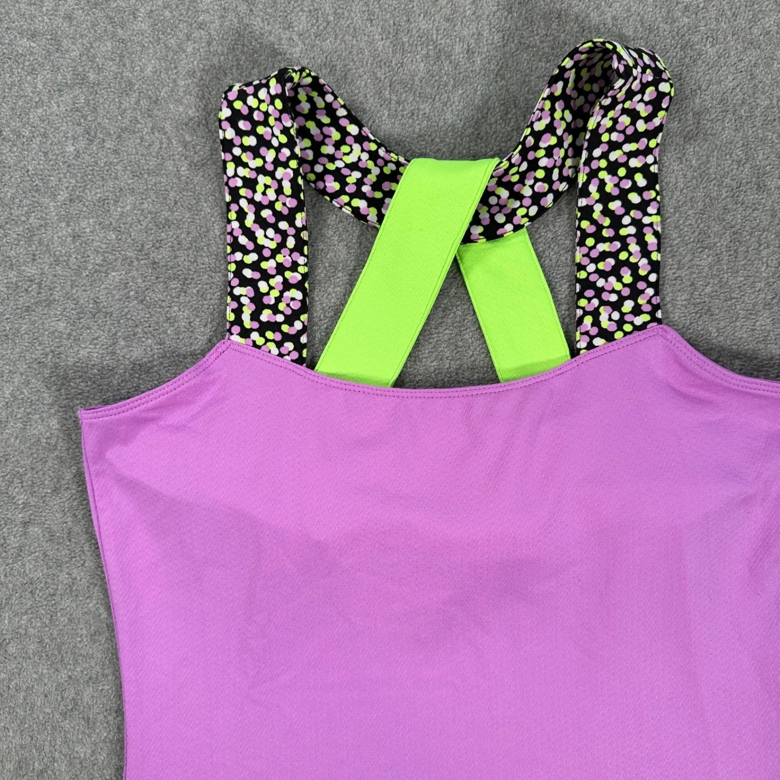 Jofit Wide Strap Crossover Back Active Top Women's Small Purple Green Shelf Bra - Image 3