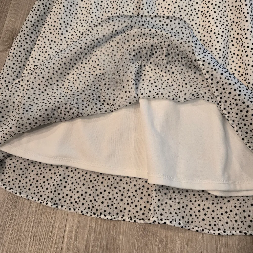 Betsey Johnsom Black White Polka Dot Lace Trim Lined Sleeveless Dress Sz 8 - Image 3