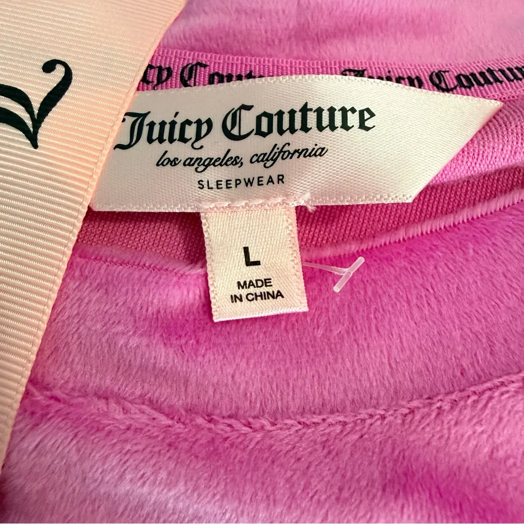 Juicy Couture Pink 3 piece Pajama Set Velour Rhinestones size large NWT - Image 3