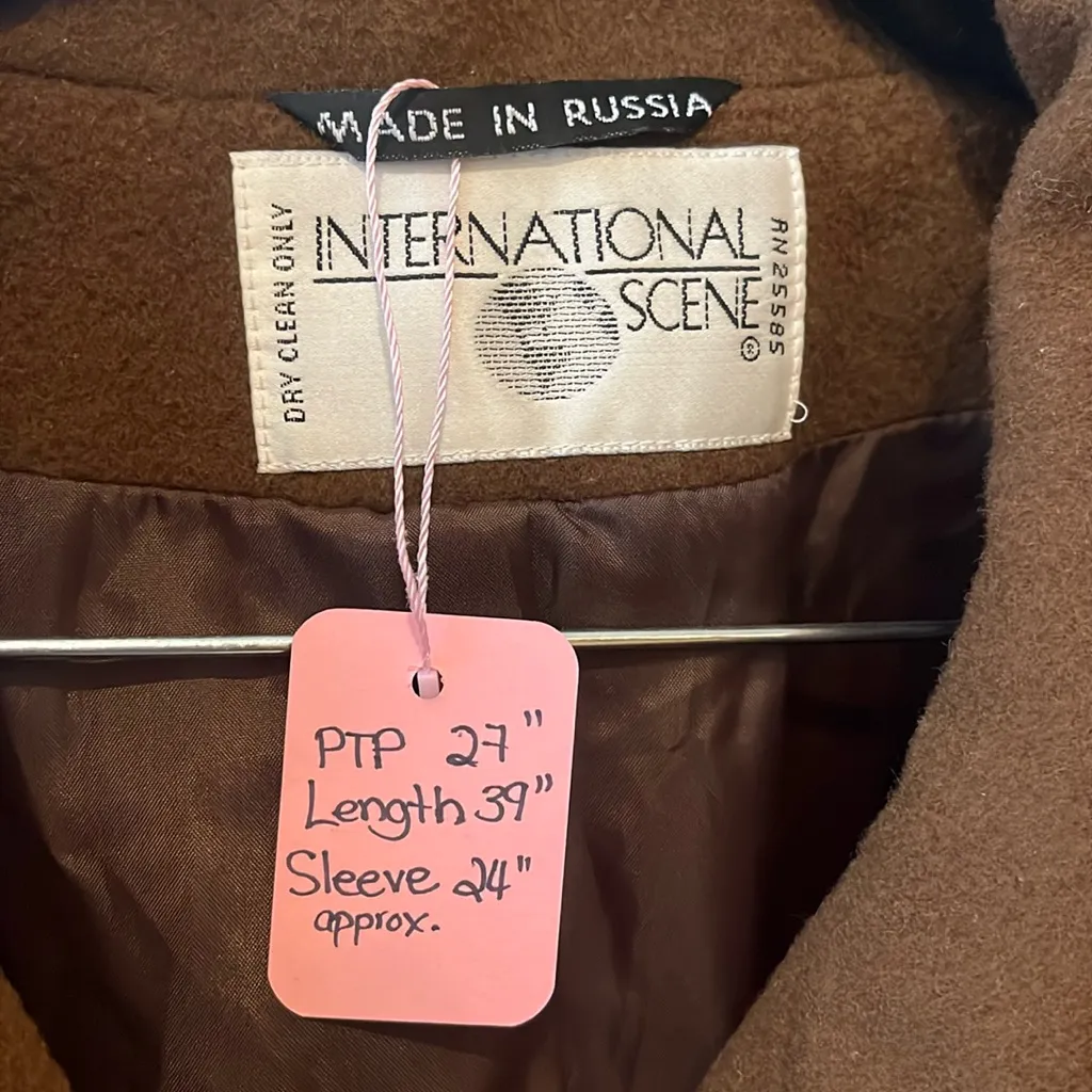 Vintage International Scene wool swing coat Brown Size 10 - Image 3